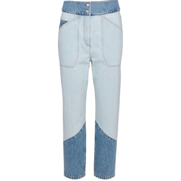 ba&sh Jeans Apolo High Waisted Two-Tone Denim 100% Cotton 80’s Retro - Size 0 - Picture 1 of 14